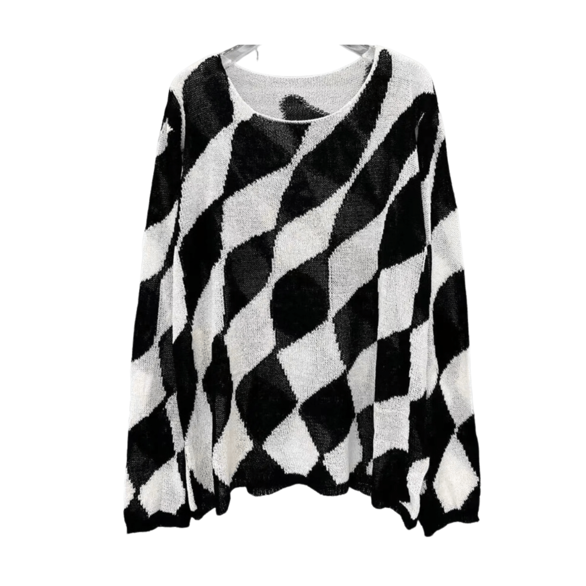Black and White Contrast Knit Sweater - Kelly Obi New York