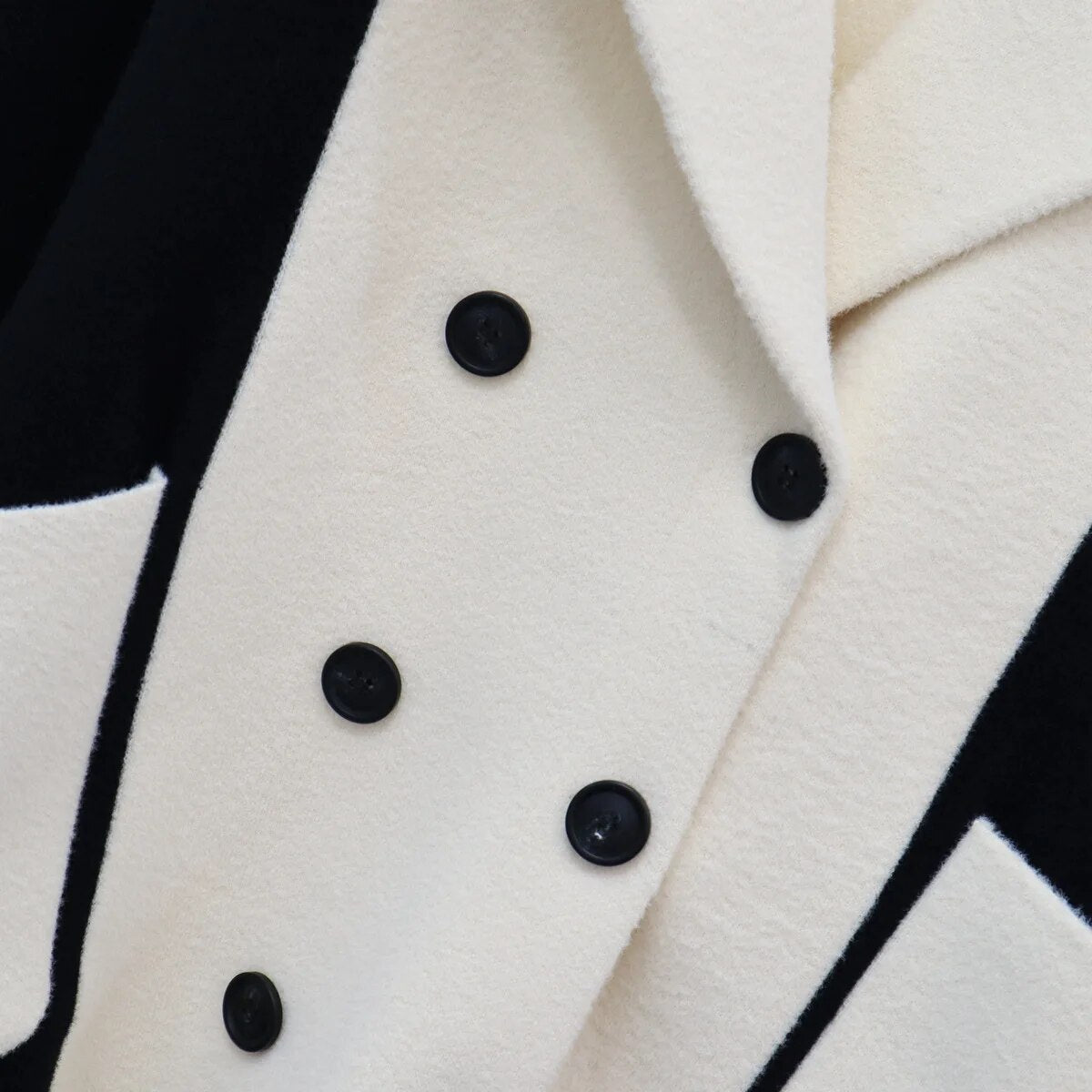 Black and White Contrast Woolen Coat - Kelly Obi New York