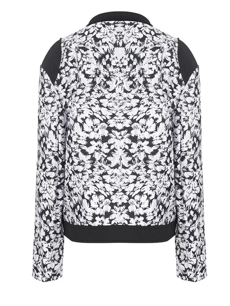 Black and White Floral Zip-Up Jacket - Kelly Obi New York