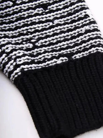 Black and White Fringe Knit Cardigan - Kelly Obi New York