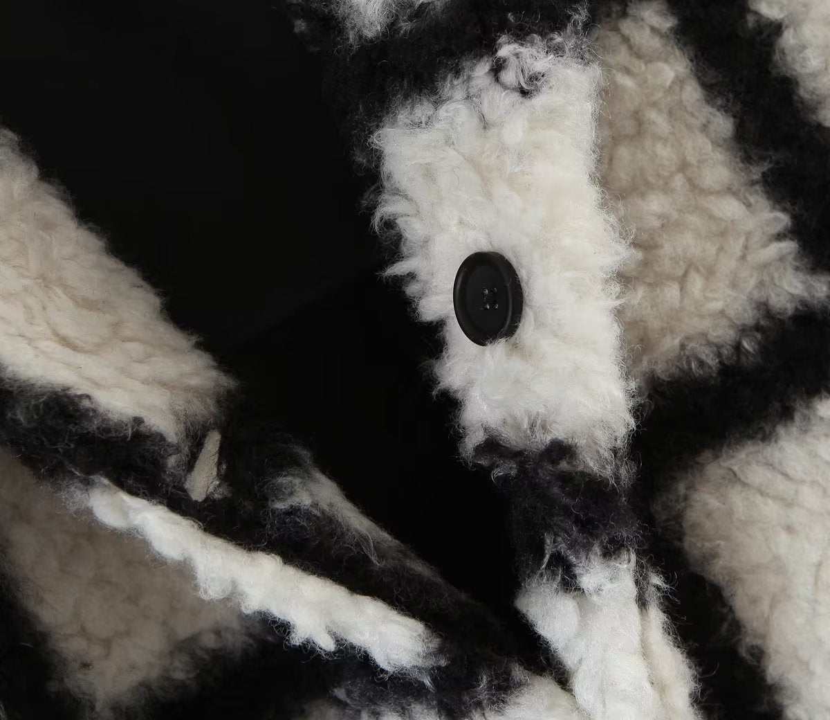 Black and White Plaid Lamb Wool Coat - Kelly Obi New York