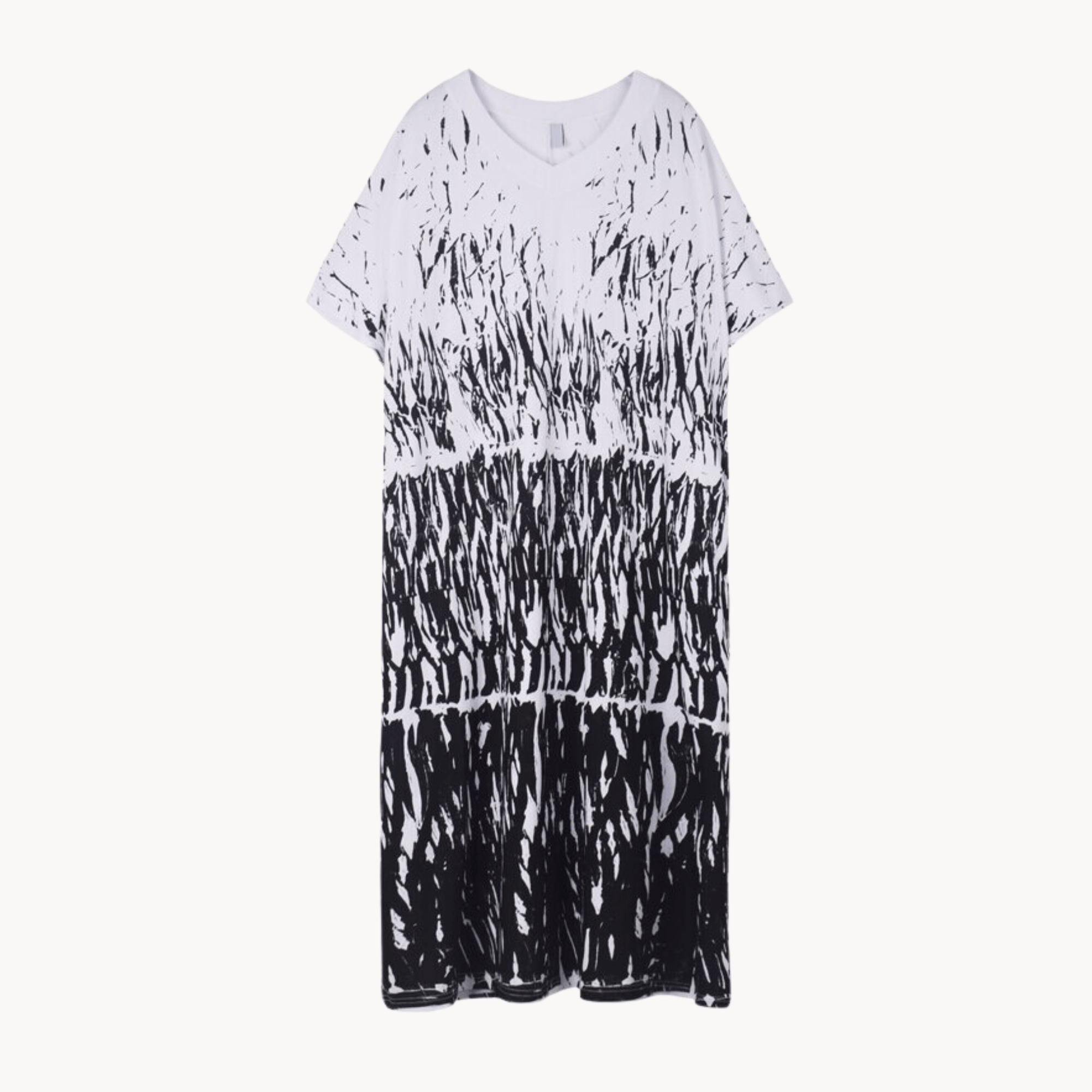 Black and White Spatter V-Neck Dress - Kelly Obi New York