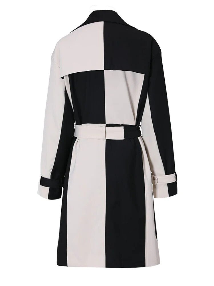 Black and White Woolen Loose Coat - Kelly Obi New York