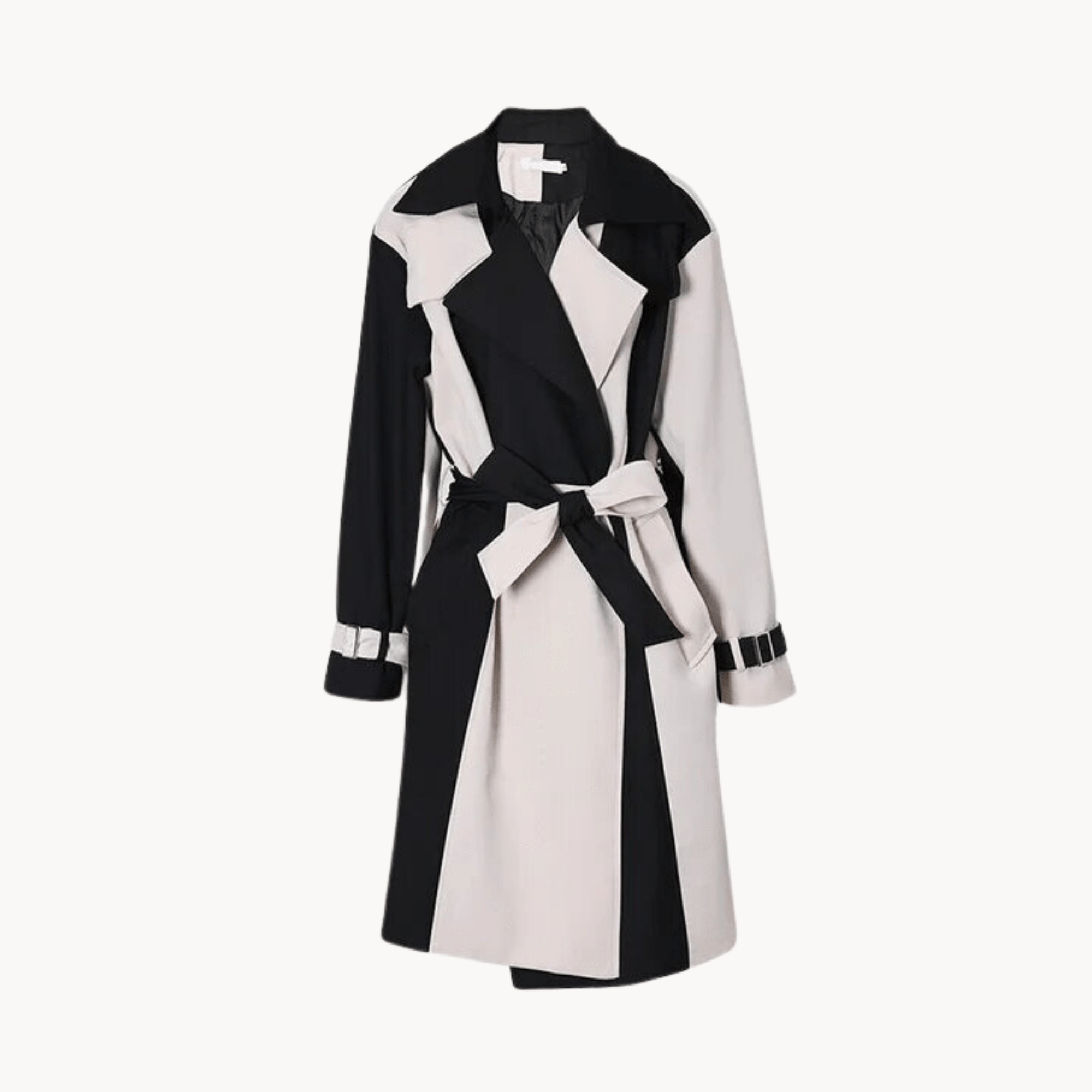 Black and White Woolen Loose Coat - Kelly Obi New York