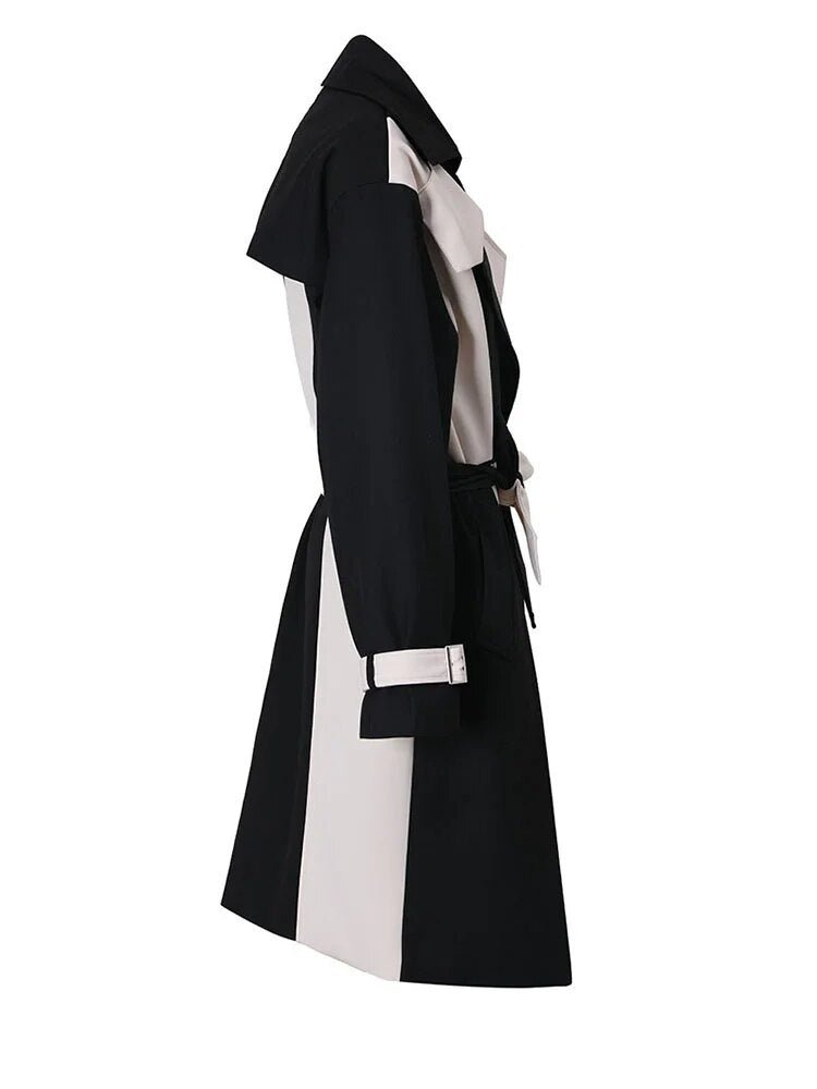 Black and White Woolen Loose Coat - Kelly Obi New York