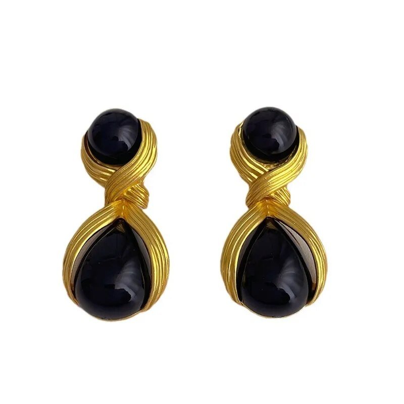 Black Bead Drop Earrings - Kelly Obi New York