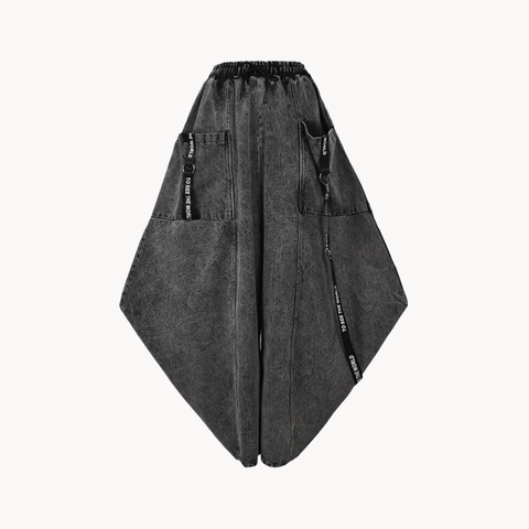 Black Denim Harem Pants - @irregular_wear - Kelly Obi New York