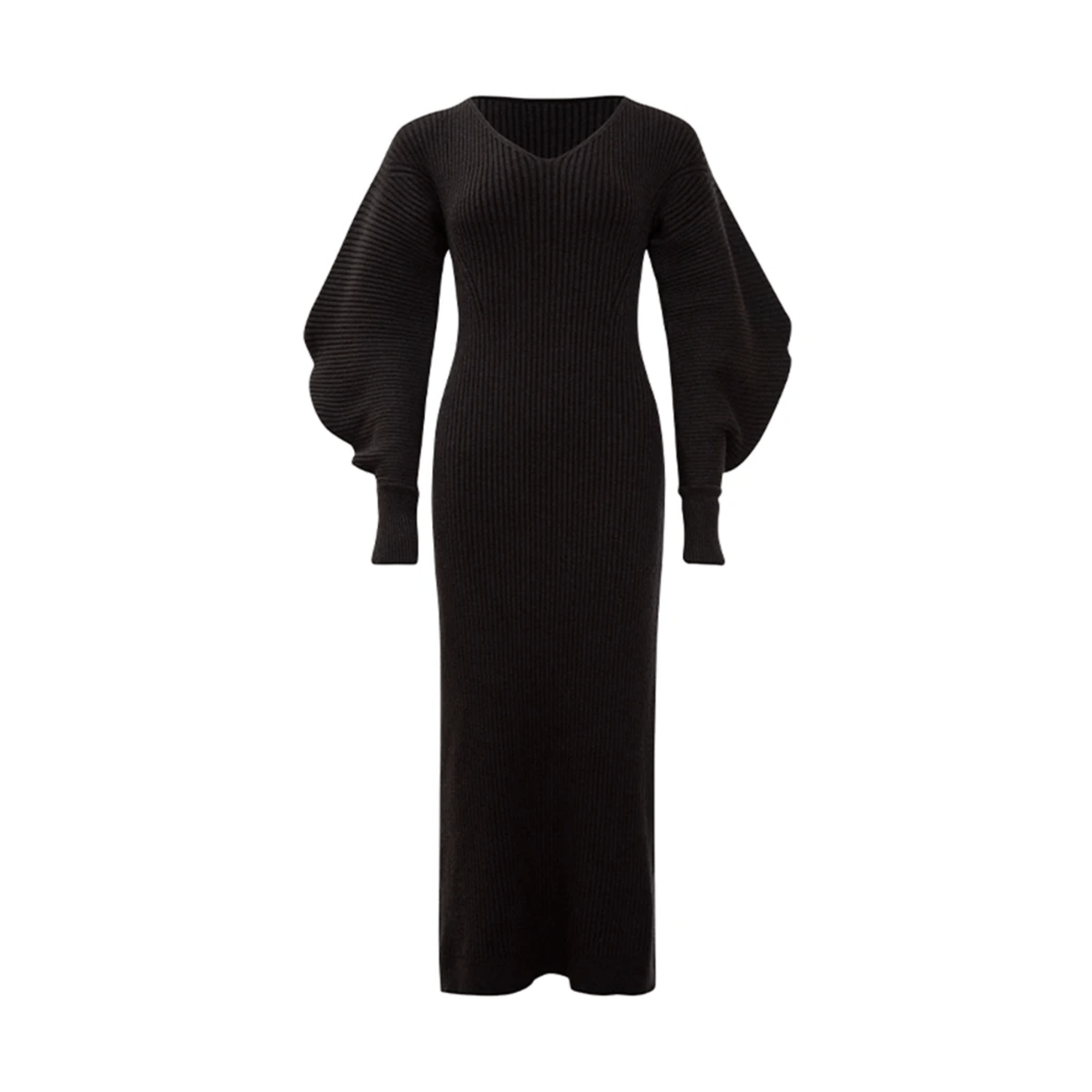 Black Lantern Sleeve Knit Dress - Kelly Obi New York