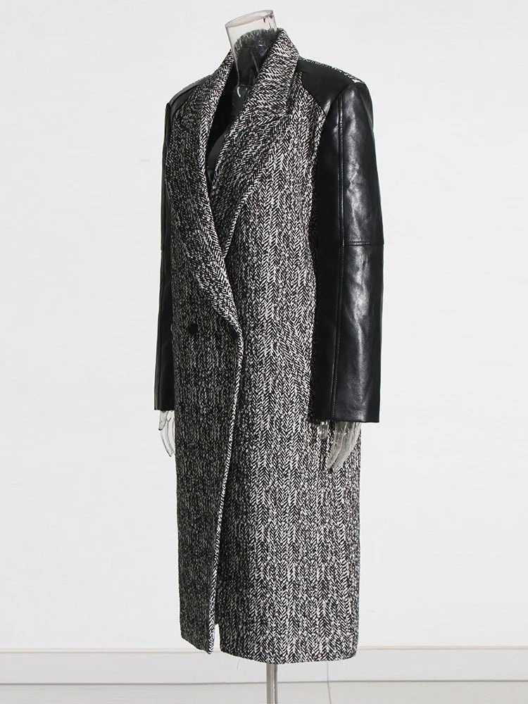 Black Patchwork Sleeves Loose Coat - Kelly Obi New York