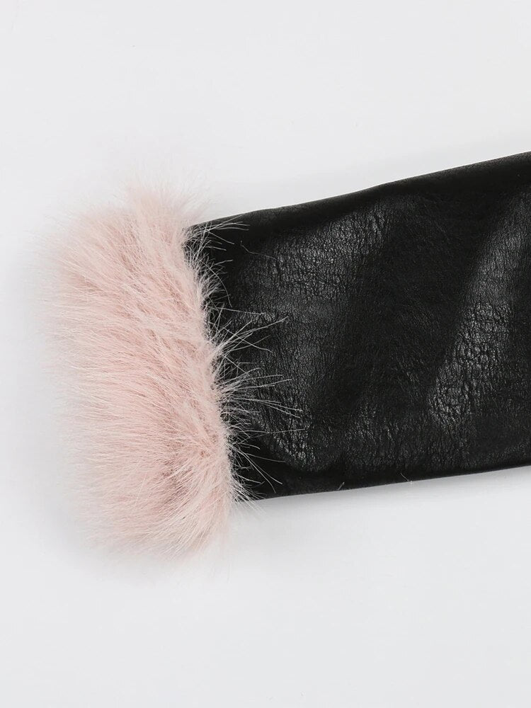 Black Pink Faux Fur Winter Coat - Kelly Obi New York