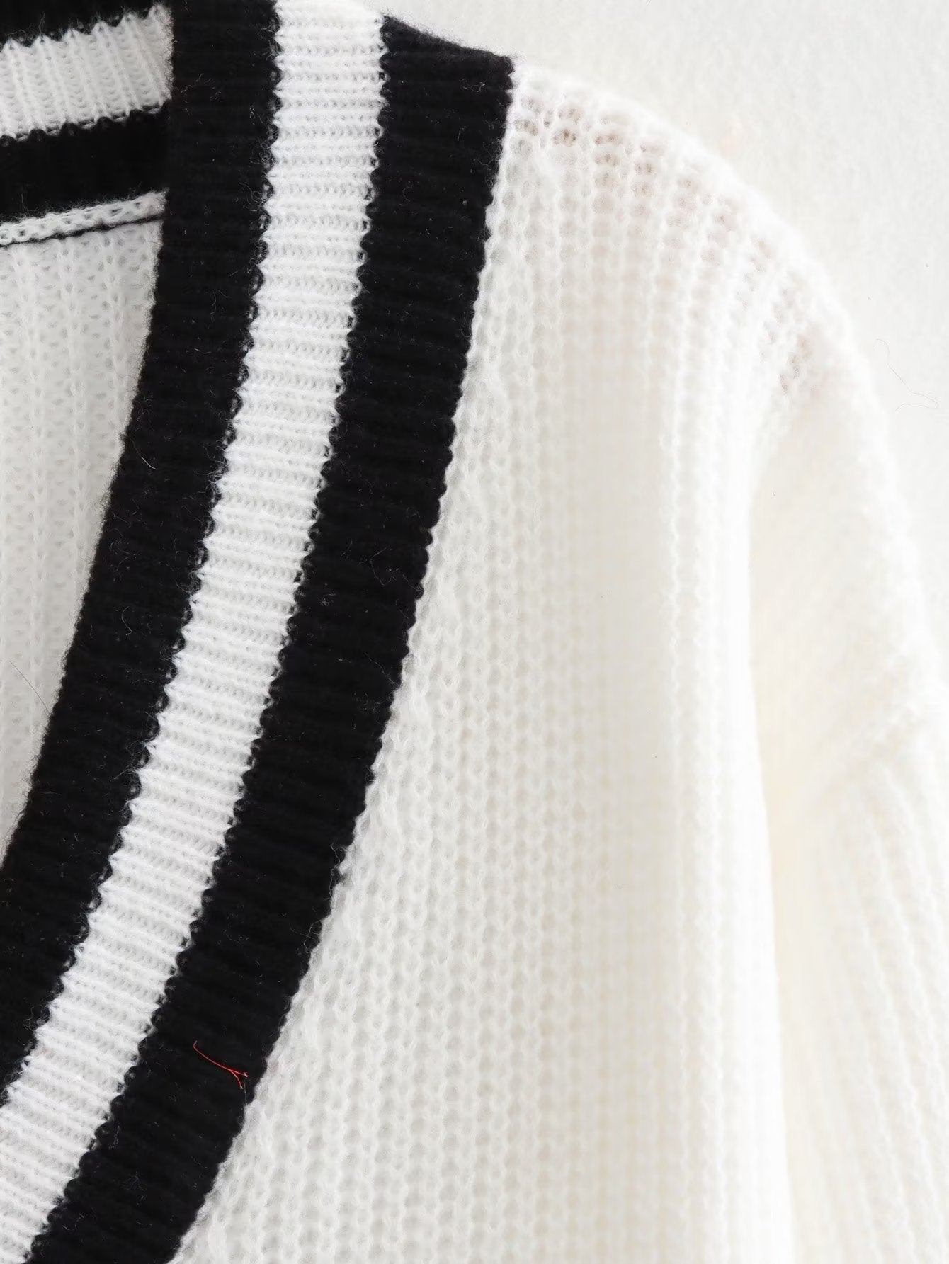 Black Stripes Accent Loose White Sweater - Kelly Obi New York