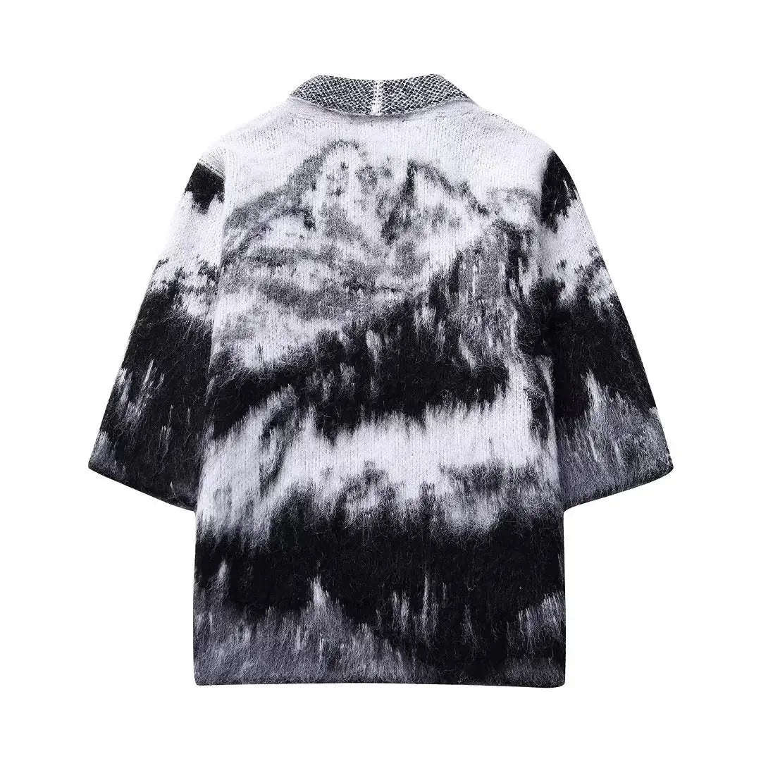 Black White Tie Dye Sweater - Kelly Obi New York