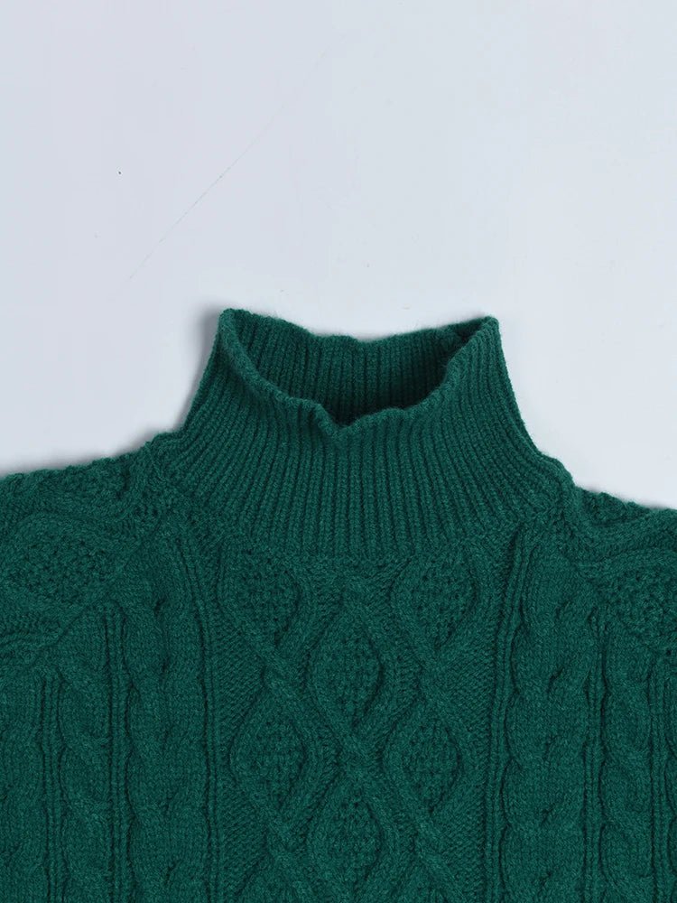 Blended Knit Quilted Turtleneck Sweater - Kelly Obi New York