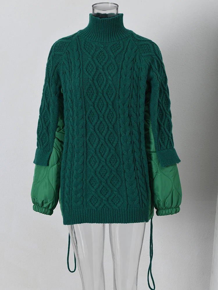 Blended Knit Quilted Turtleneck Sweater - Kelly Obi New York