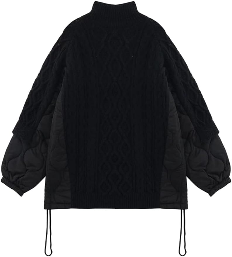 Blended Knit Quilted Turtleneck Sweater - Kelly Obi New York