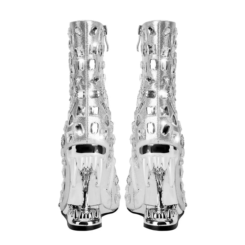 Bling Fanged Heels Short Boots - Kelly Obi New York