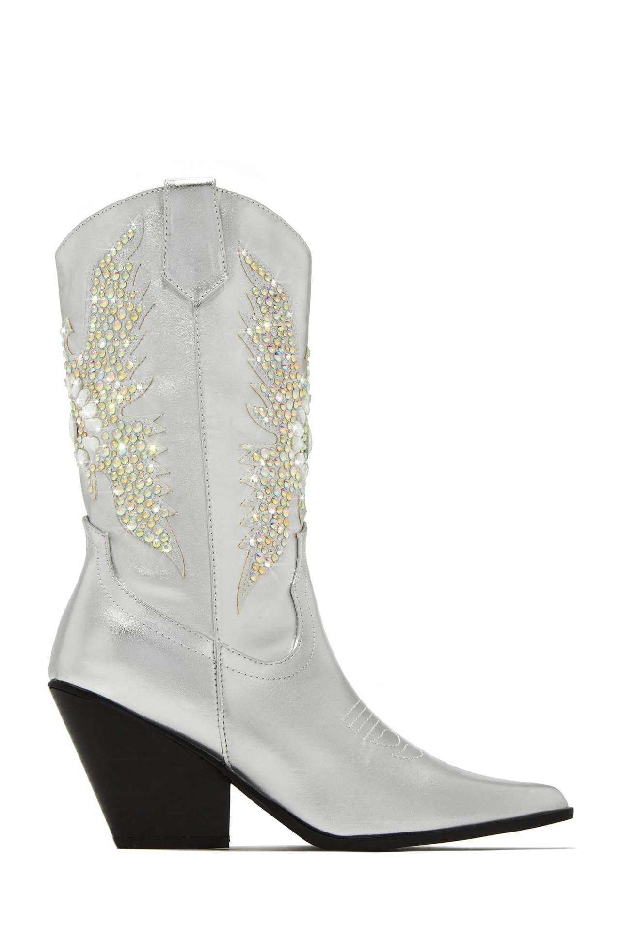 Bling Studded Wedge Boots - Kelly Obi New York