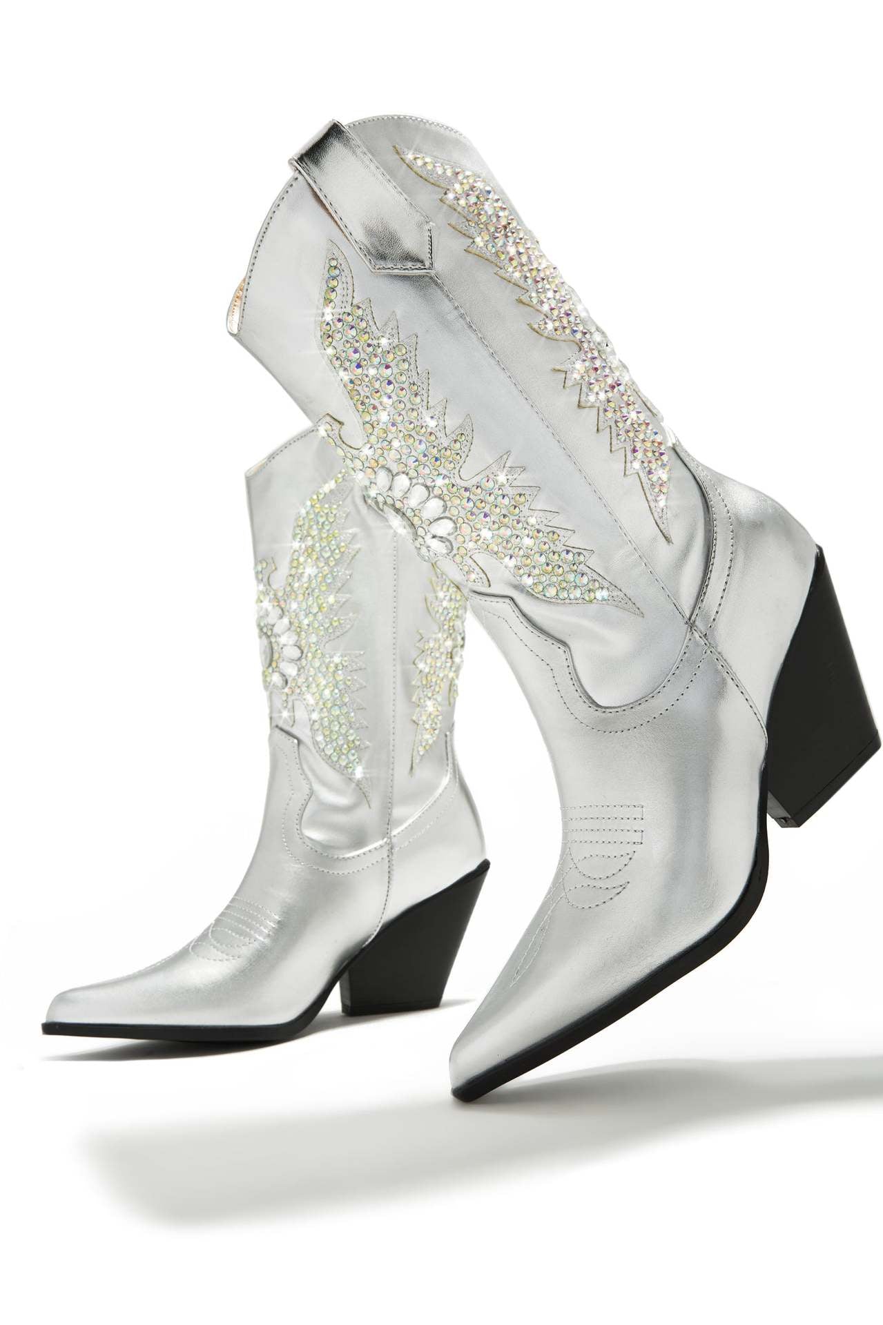 Bling Studded Wedge Boots - Kelly Obi New York