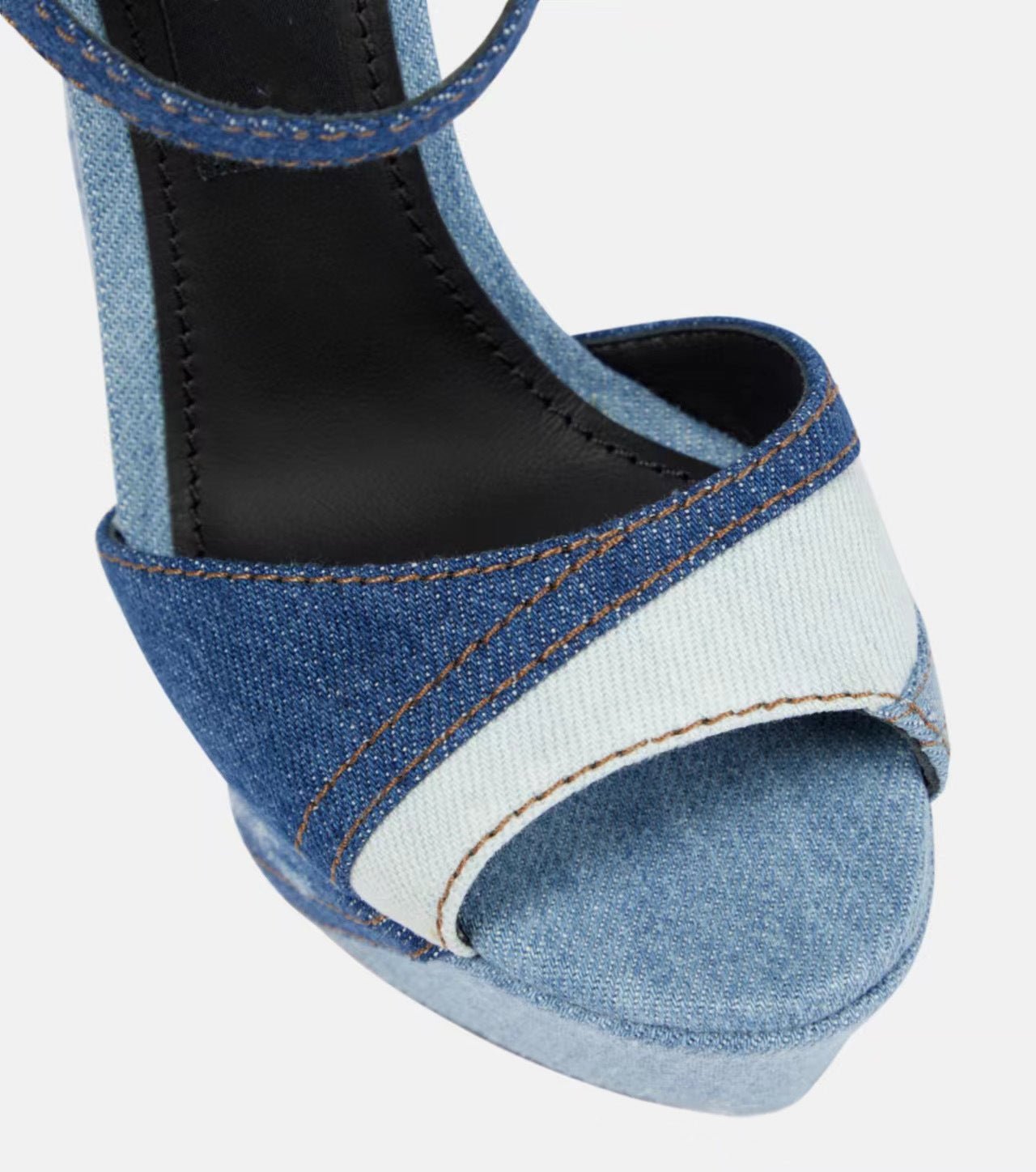 Blue Denim Peep Toe Sandals - Kelly Obi New York