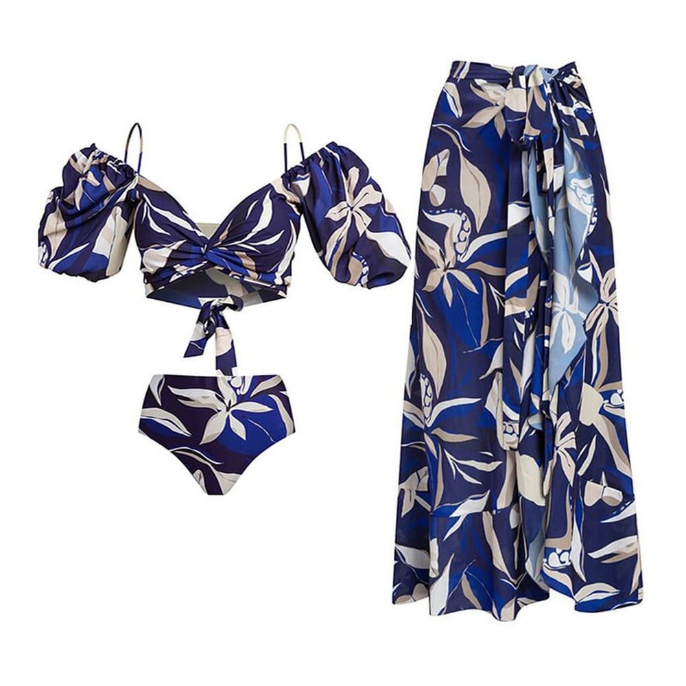 Blue Floral Swimwear Set - Kelly Obi New York