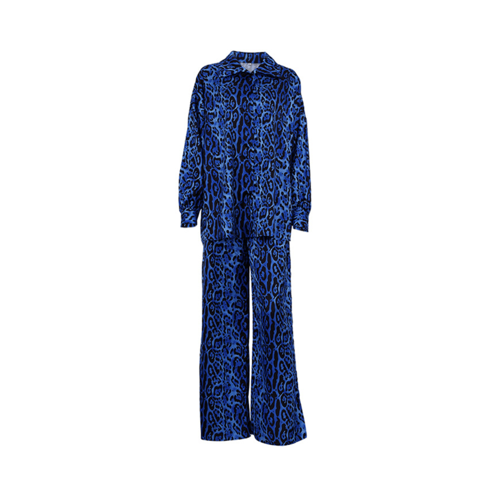 Blue Leopard Top+Pants Sleepwear Set - Kelly Obi New York