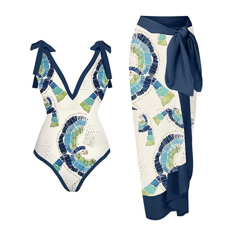 Blue Print Swimsuit Set - Kelly Obi New York