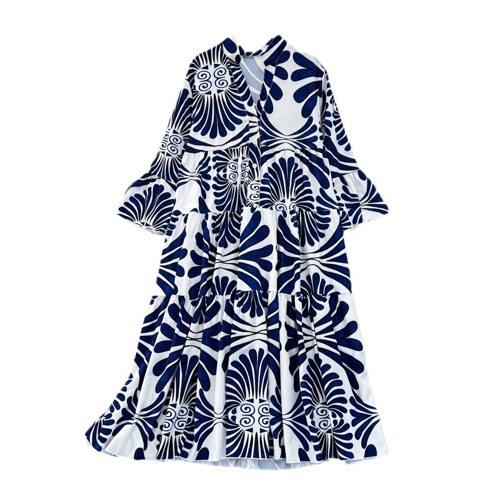 Bohemian Print Flare Sleeves Ruffle Dress - Kelly Obi New York