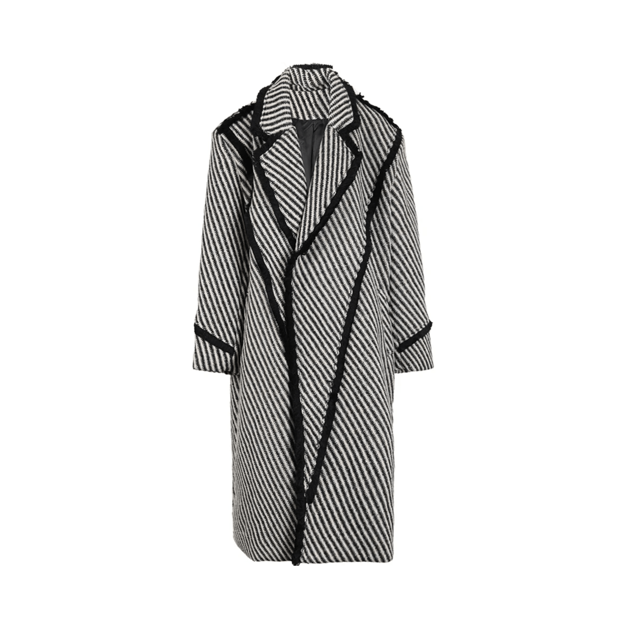 Bold Lines Striped Woolen Coat - Kelly Obi New York