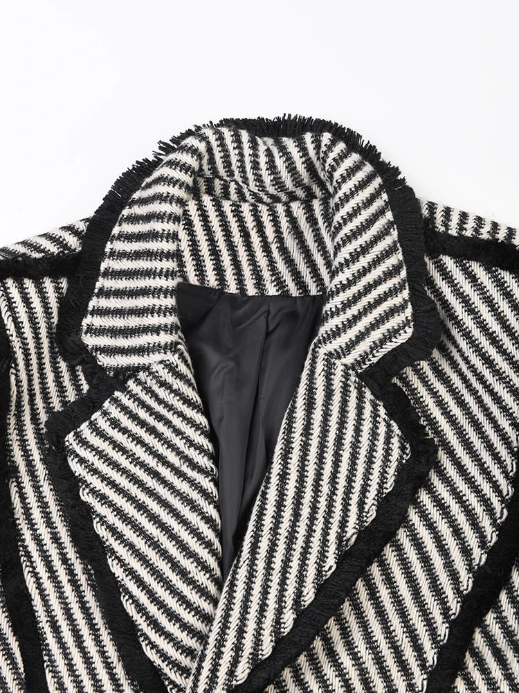 Bold Lines Striped Woolen Coat - Kelly Obi New York