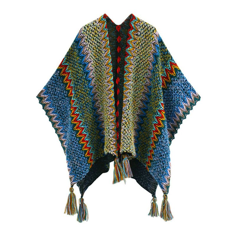 Braided Fringed Knit Shawl Coat - Kelly Obi New York