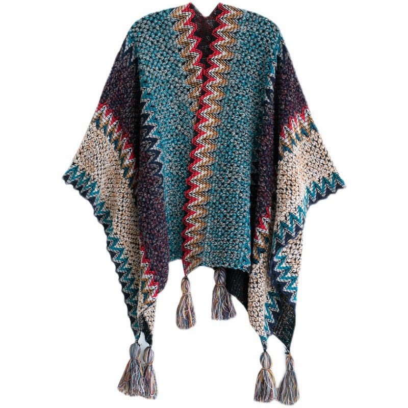 Braided Fringed Knit Shawl Coat - Kelly Obi New York