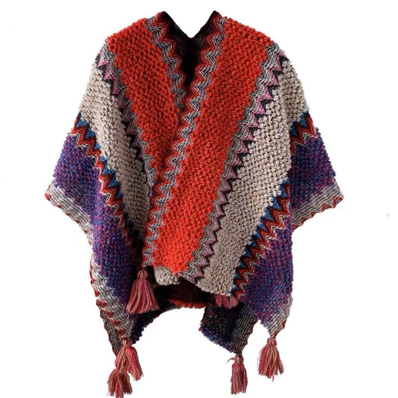 Braided Fringed Knit Shawl Coat - Kelly Obi New York