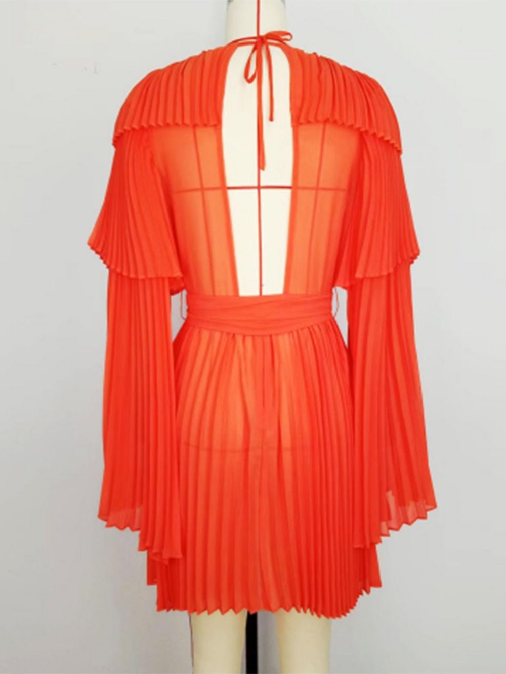 Bright Orange Pleated Dress - Kelly Obi New York