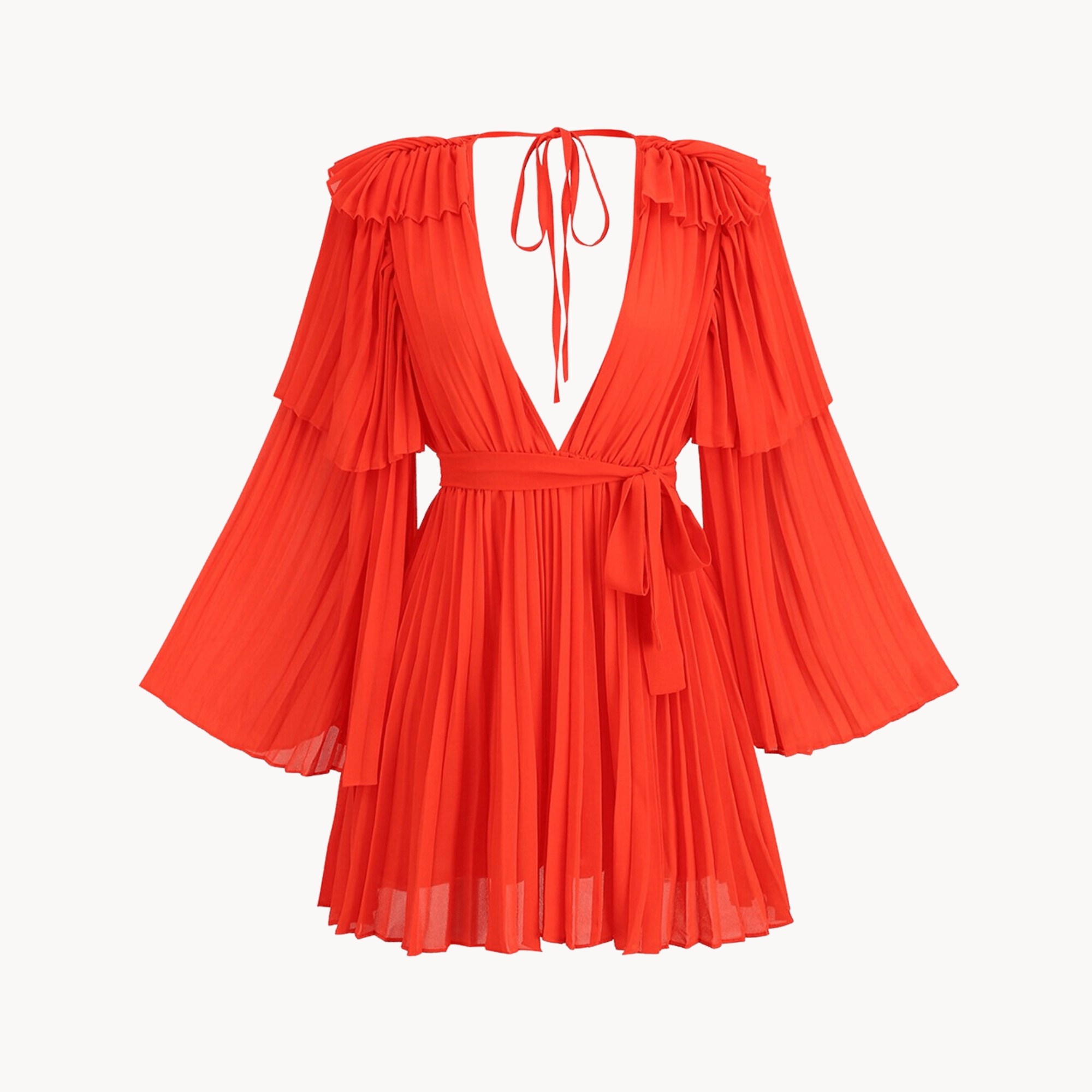 Bright Orange Pleated Dress - Kelly Obi New York