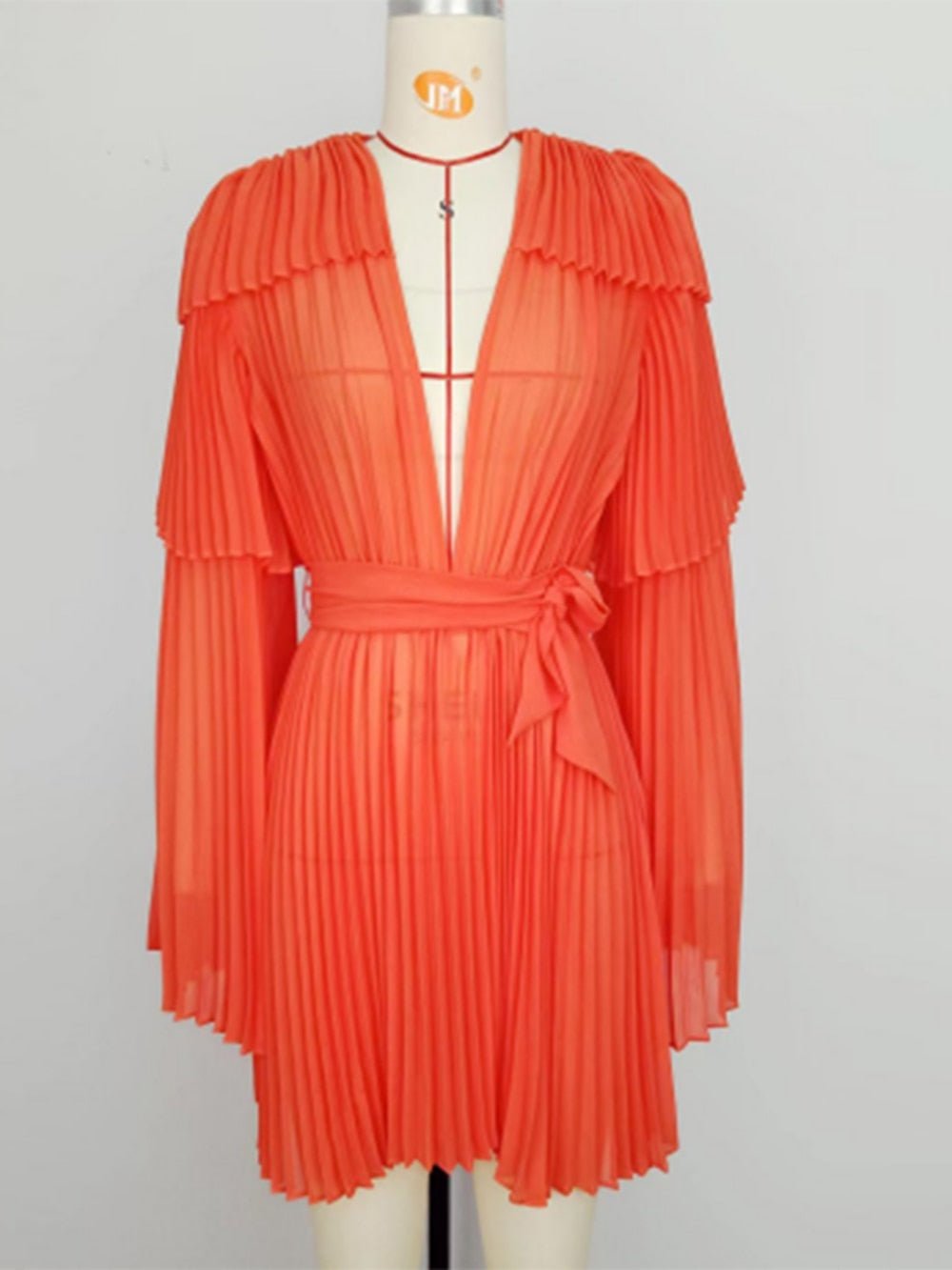 Bright Orange Pleated Dress - Kelly Obi New York