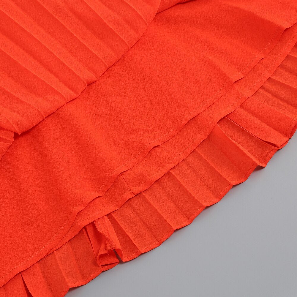 Bright Orange Pleated Dress - Kelly Obi New York