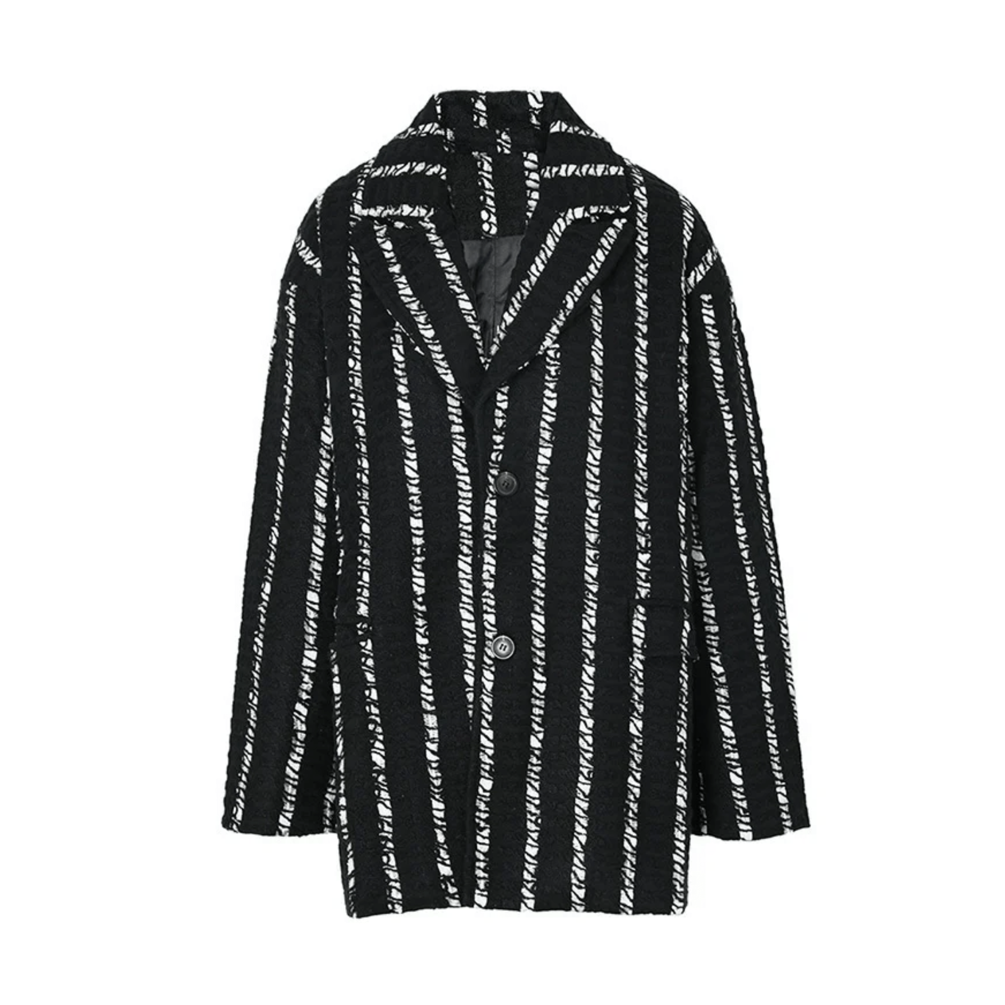 Broken Stripes Woolen Loose Jacket - Kelly Obi New York