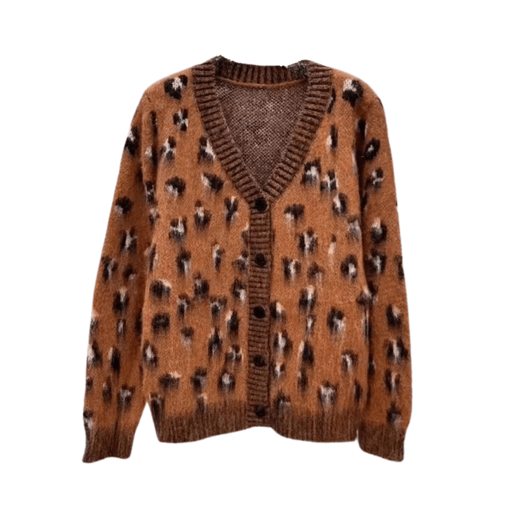 Brown Leopard Knit Cardigan - Kelly Obi New York
