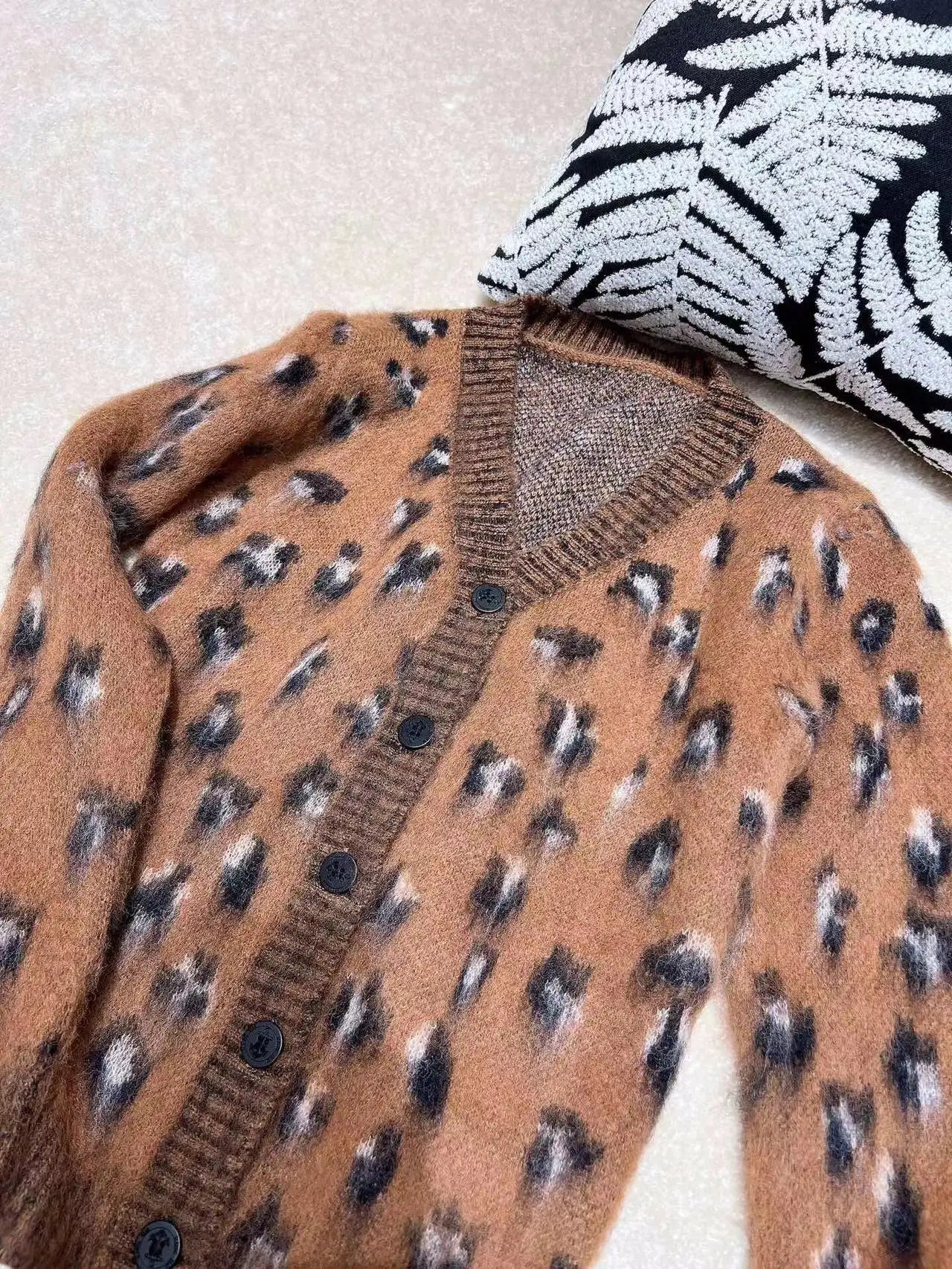 Brown Leopard Knit Cardigan - Kelly Obi New York