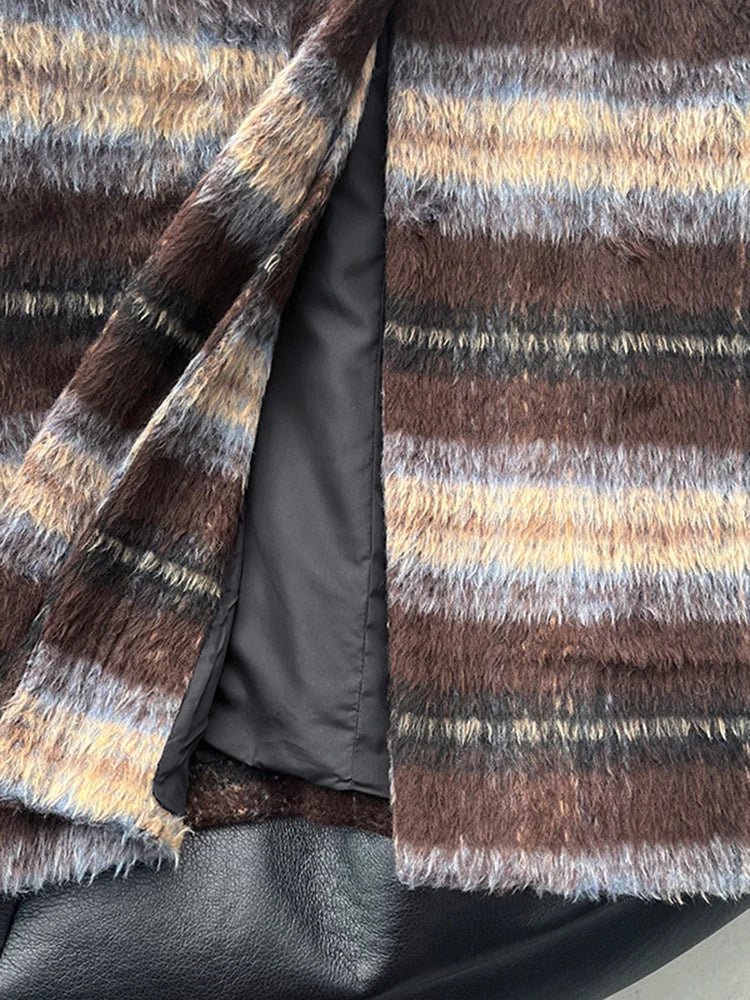 Brown Plaid Single-Breasted Coat - Kelly Obi New York