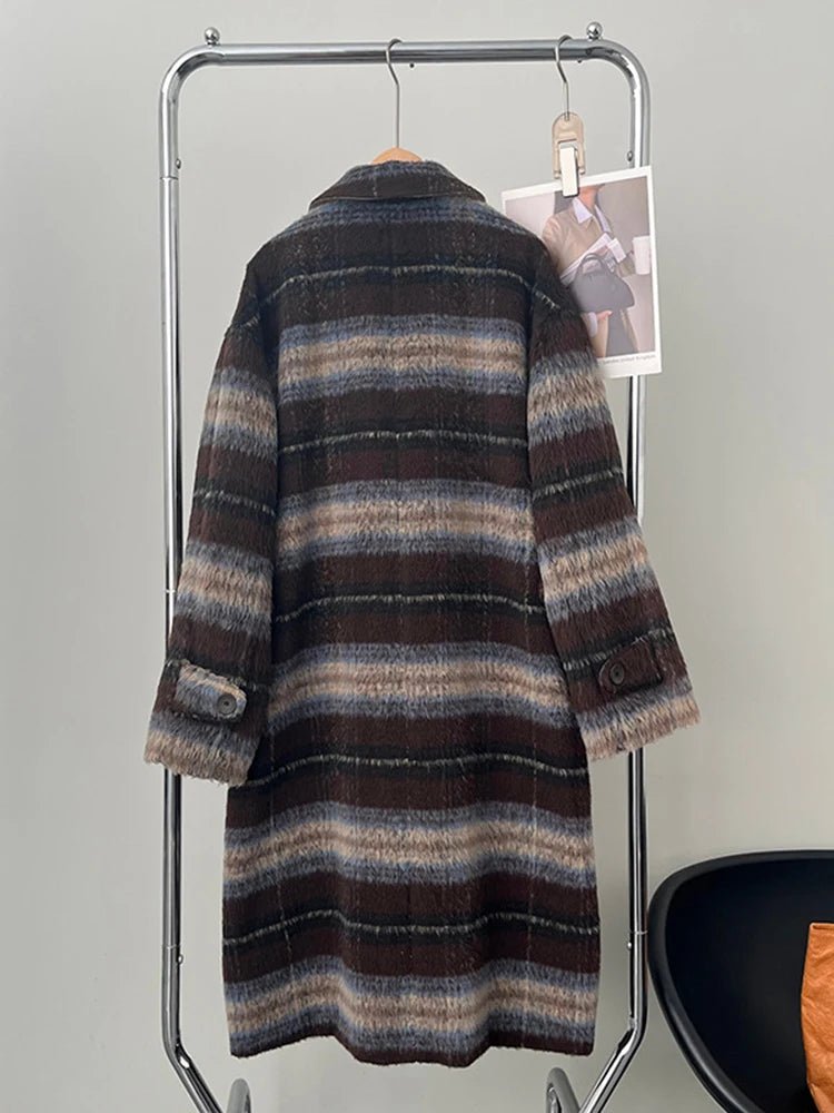 Brown Plaid Single-Breasted Coat - Kelly Obi New York