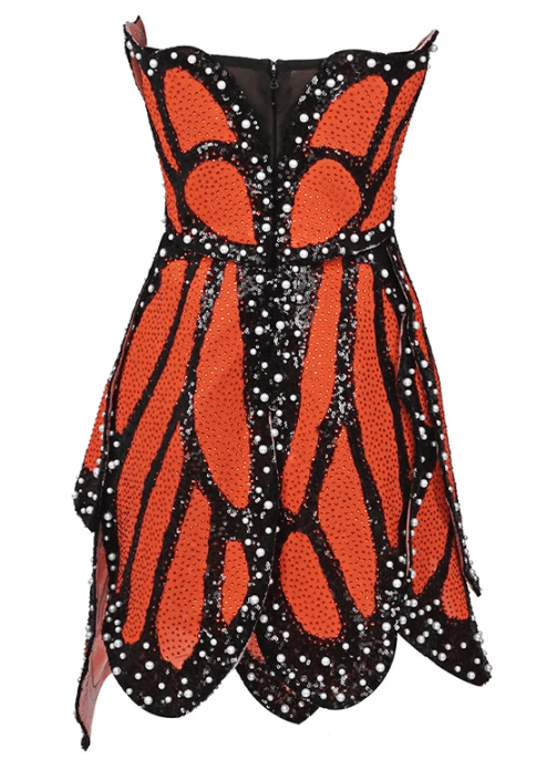 Butterfly Sequined Mini Dress - Kelly Obi New York