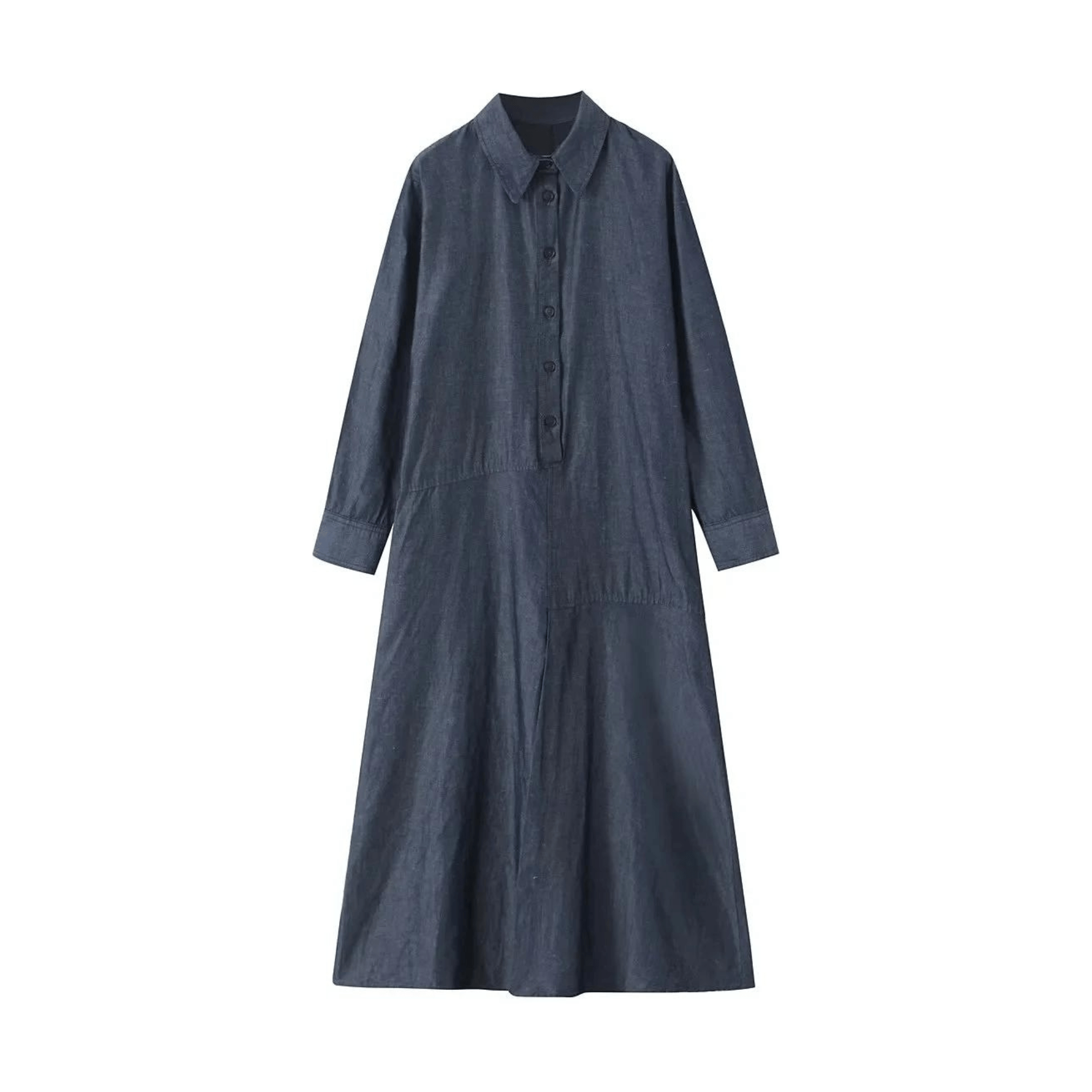 Button Up Denim Midi Dress - Kelly Obi New York