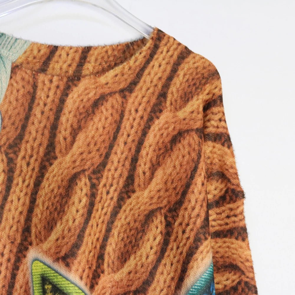 Cable Knit Print Loose Sweater - Kelly Obi New York