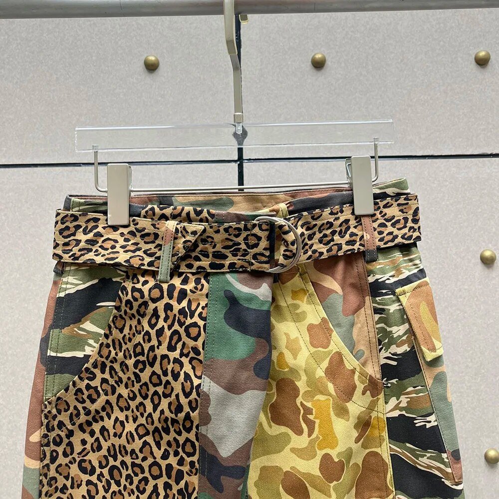 Camouflage Leopard Print Belted Pants - Kelly Obi New York