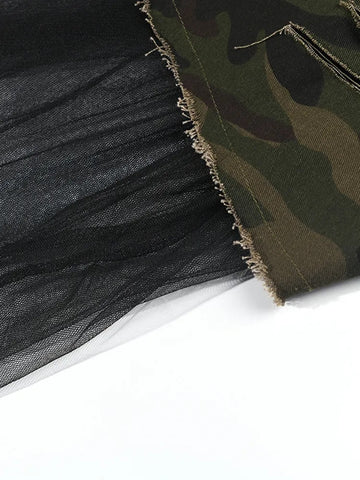 Camouflage Mesh Irregular Skirt - @thatcoleaffect - Kelly Obi New York