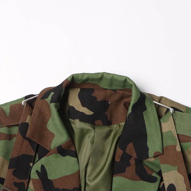 Camouflage Single-Breasted Belted Blazer - Kelly Obi New York