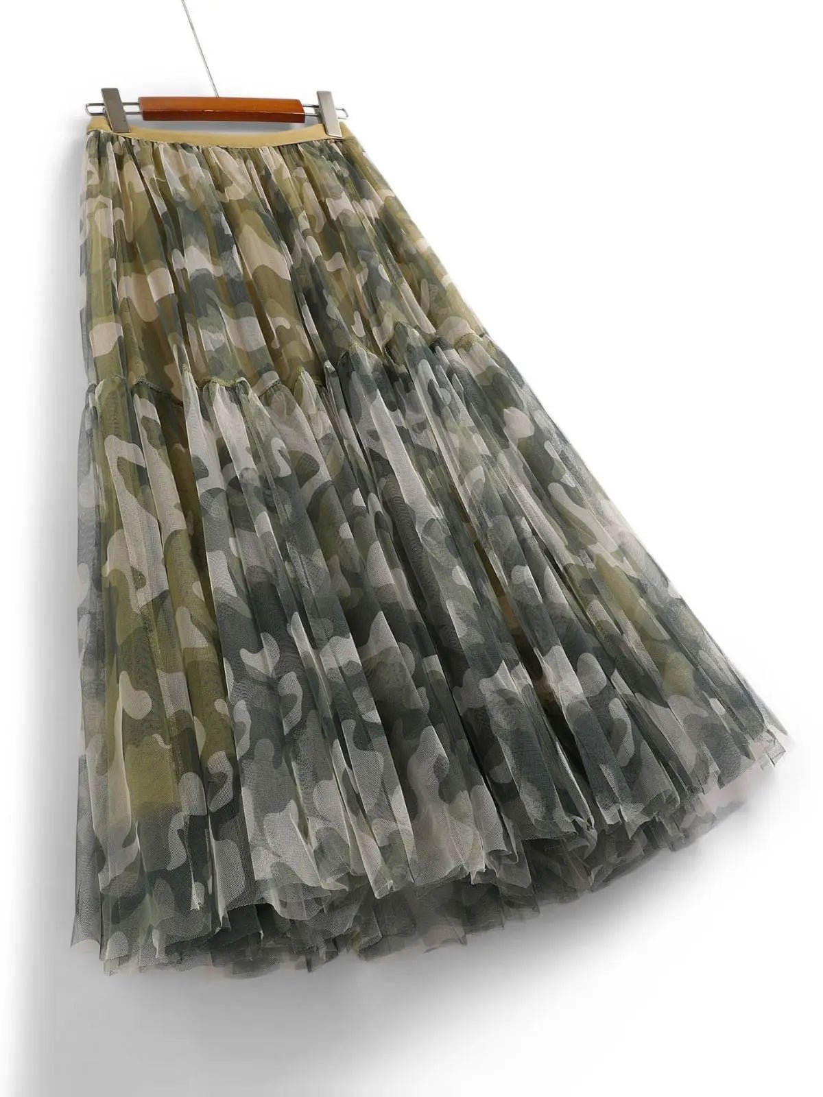 Camouflage Stretch Waist Mesh Skirt - Kelly Obi New York