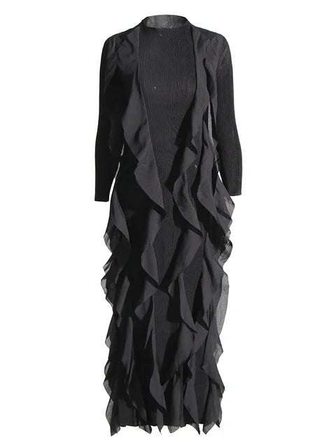 Cascading Ruffles Long Sleeves Dress - Kelly Obi New York