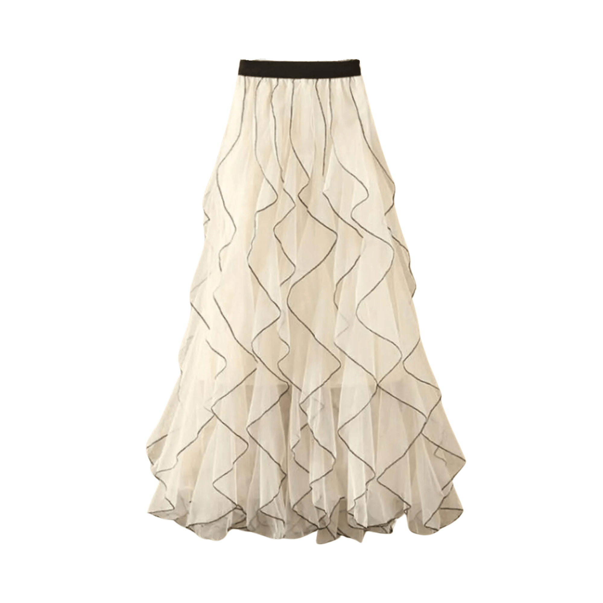 Cascading Ruffles Midi Tulle Skirt - Kelly Obi New York